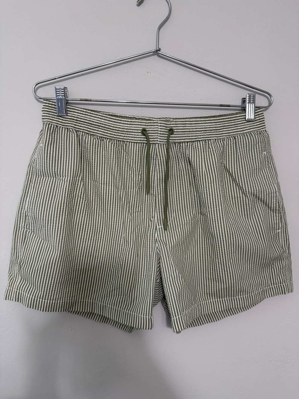 Zara Olive & Cream Striped Men’s Swim Board Shorts